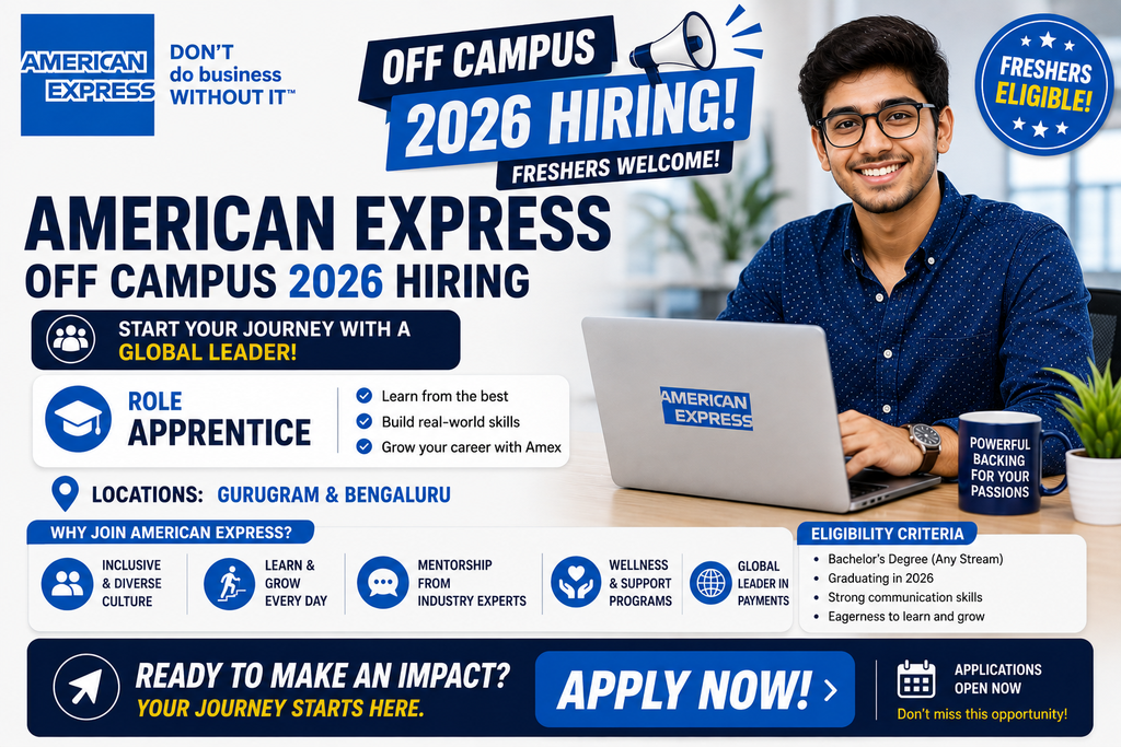 American Express Off Campus 2026 Hiring Freshers For Apprentice | Gurugram & Bengaluru