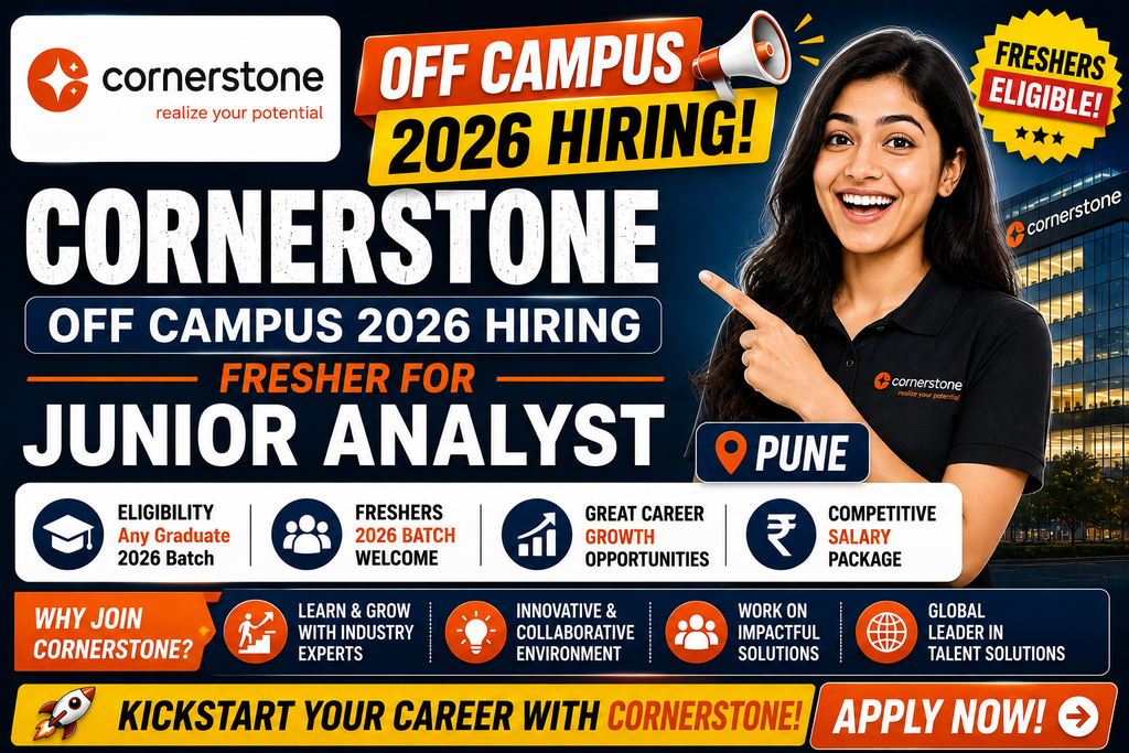Cornerstone Off Campus 2026 Hiring Fresher For Junior Analyst | Pune