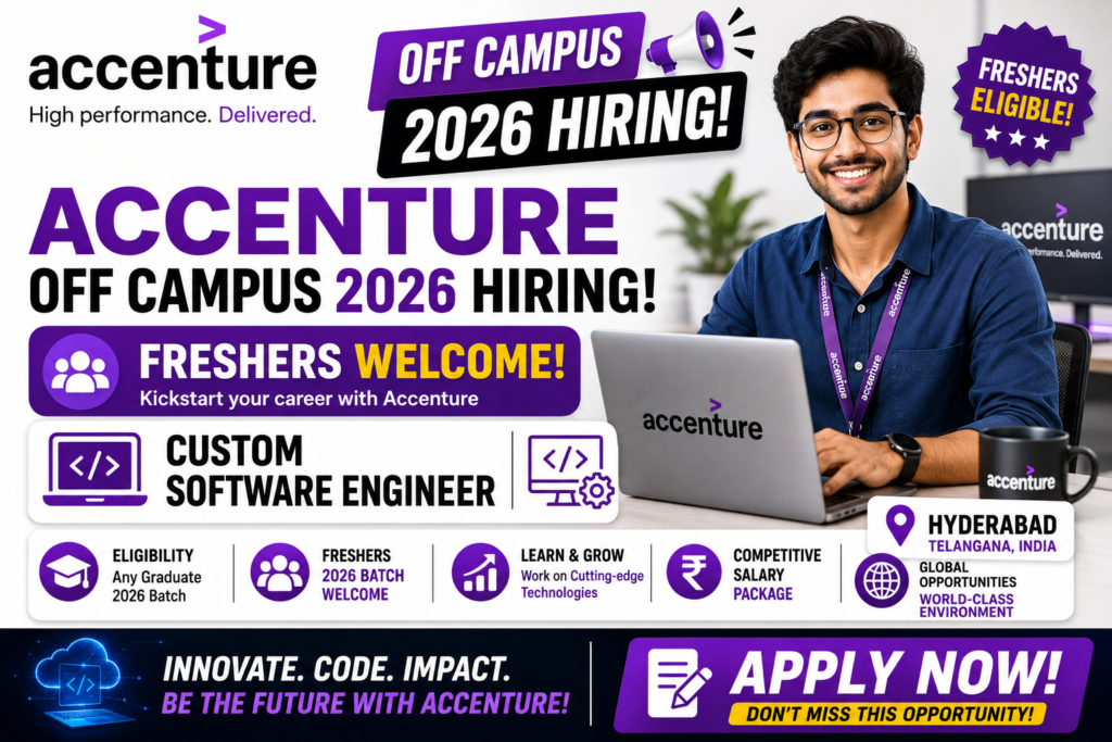 Accenture Off Campus 2026 Hiring Fresher For Custom Software Engineer | Hyderabad