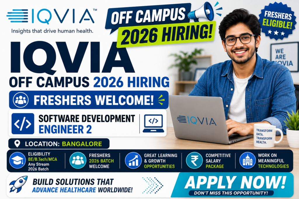IQVIA Off Campus 2026 Hiring Fresher For Software Development Engineer 2 | Bangalore