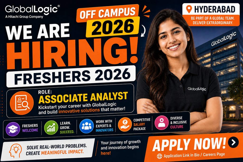 GlobalLogic Hiring 2026 For Associate Analyst | Freshers | Hyderabad