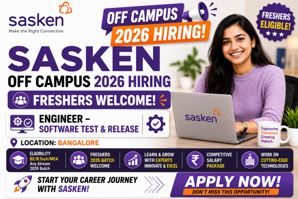 Sasken Off Campus 2026 Hiring Fresher For Engineer-Software Test & Release | Bangalore