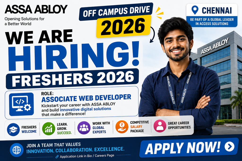 ASSA ABLOY Off Campus Drive 2026 Hiring Freshers For Associate Web Developer | Chennai