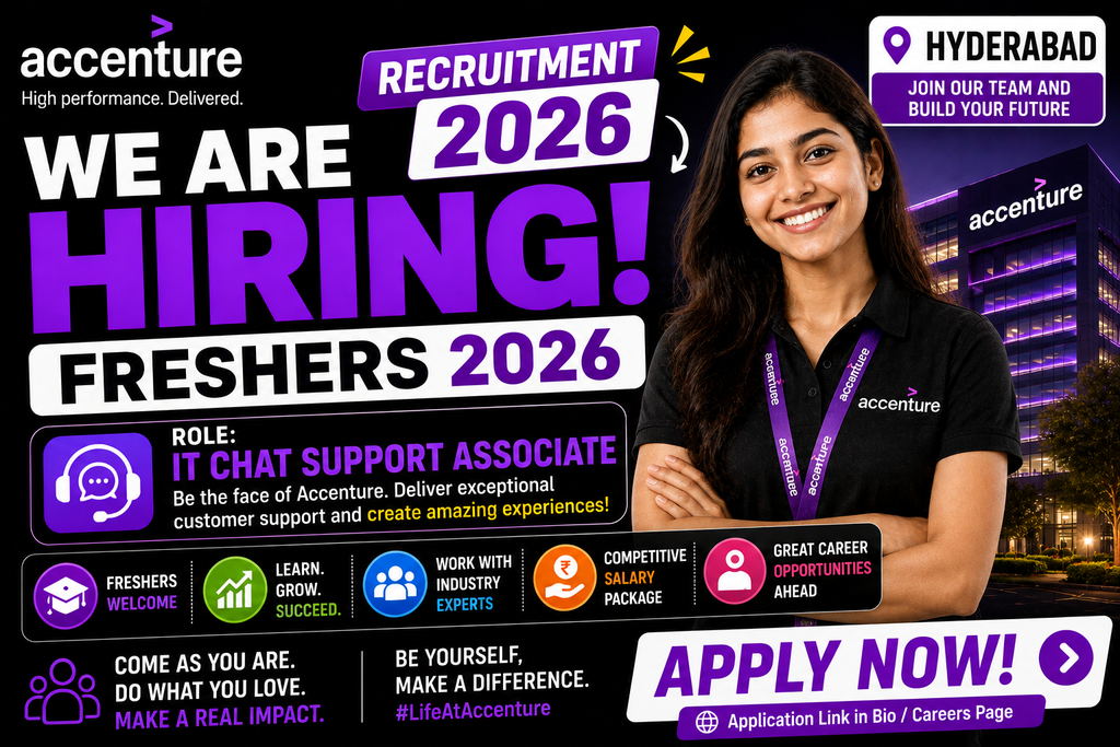 Accenture Recruitment 2026 Hiring Freshers For IT Chat Support Associate | Hyderabad