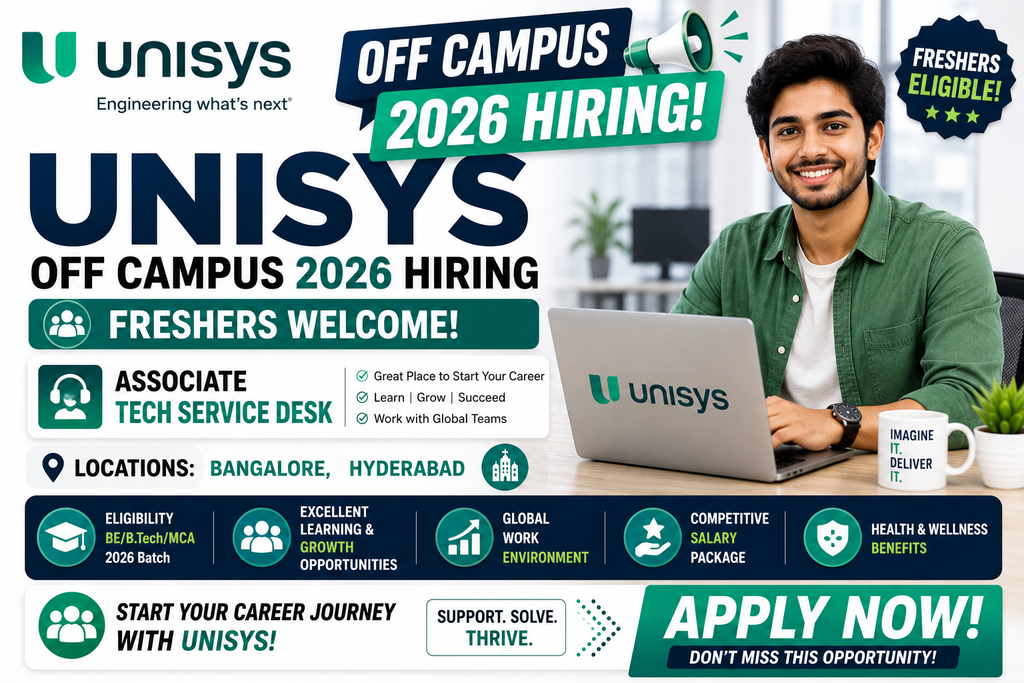 Unisys Off Campus 2026 Hiring Freshers For Associate Tech Service Desk | Bangalore, Hyderabad