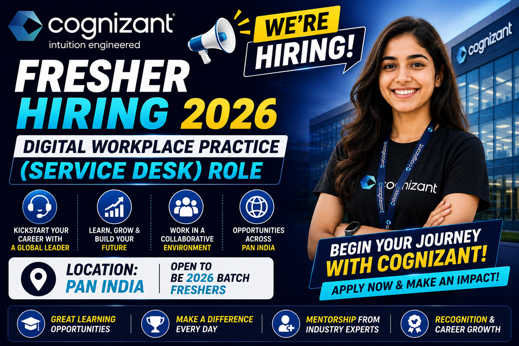 Cognizant Fresher Hiring 2026 For Digital Workplace Practice (Service Desk) Role | PAN India