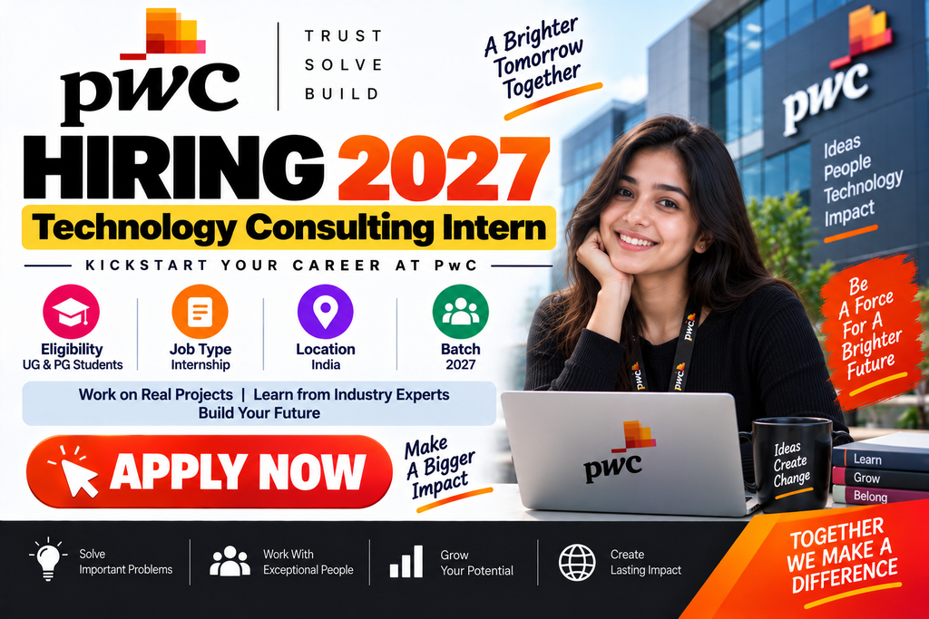 PwC Hiring 2027 For Technology Consulting Intern | India