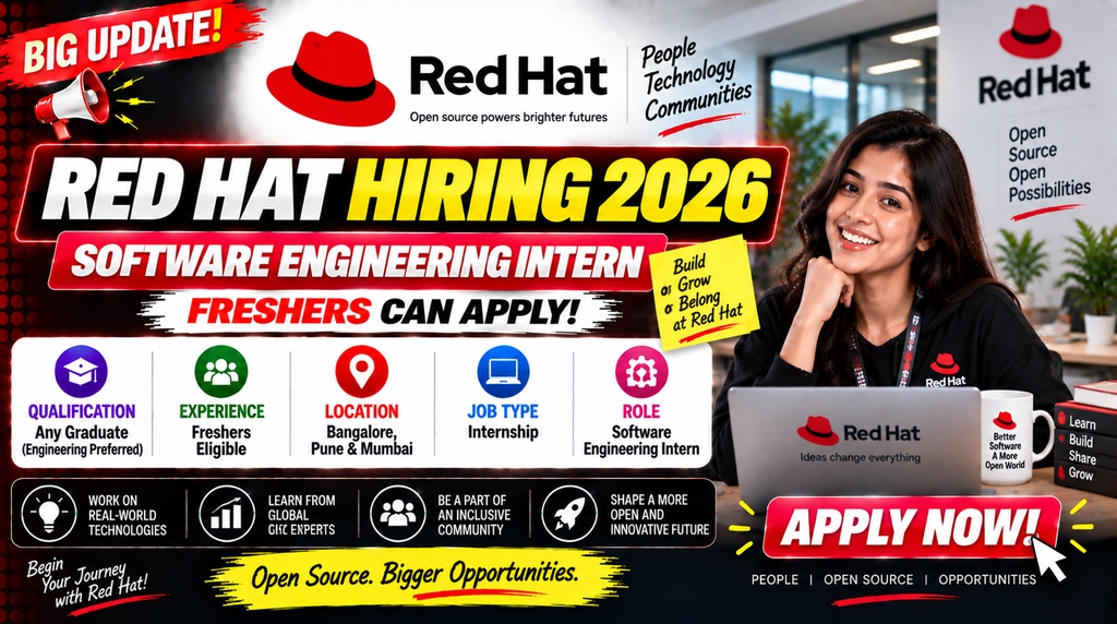 Red Hat Hiring 2026 For Software Engineering Intern | Bangalore, Pune & Mumbai