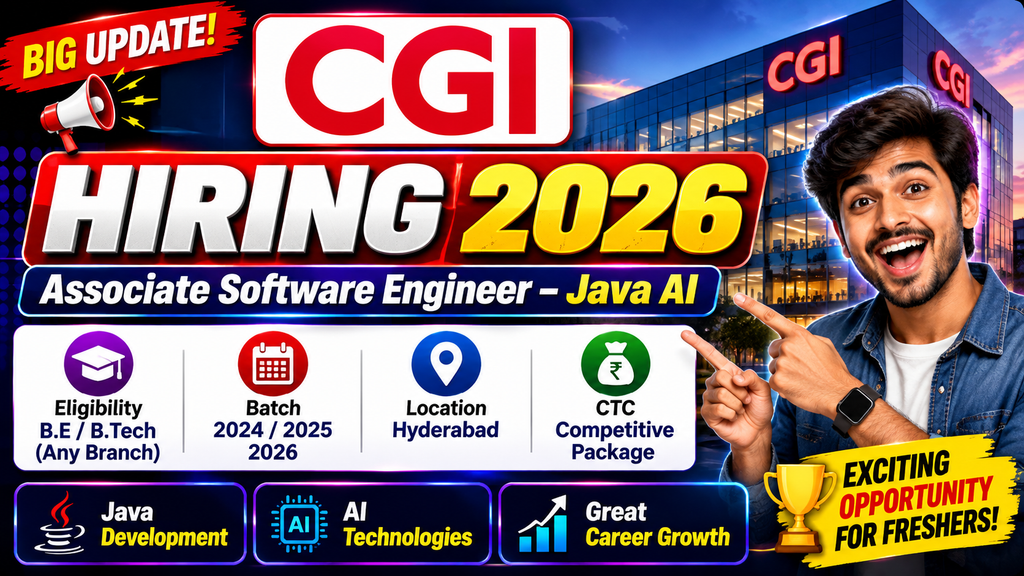 CGI Hiring 2026 For Associate Software Engineer – Java AI | Hyderabad