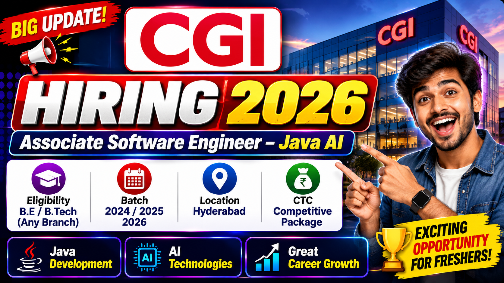 CGI Hiring 2026 For Associate Software Engineer - Java AI | Hyderabad