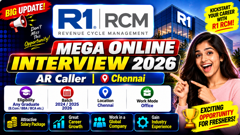 R1 RCM Mega Online Interview 2026 For AR Caller | Chennai