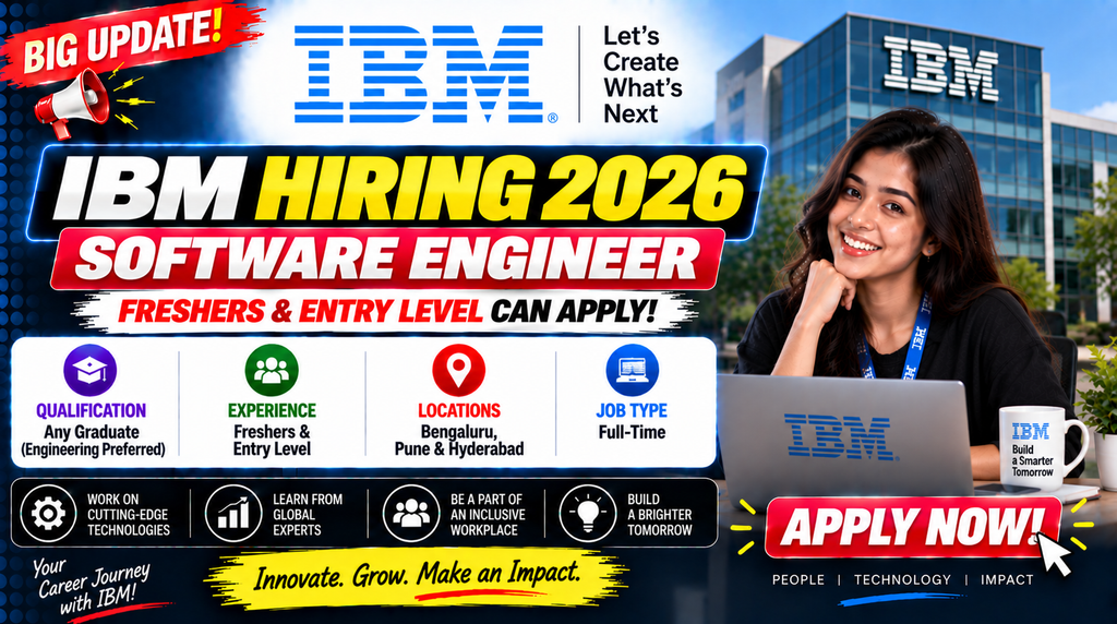 IBM Hiring 2026 For Software Engineer | Freshers & Entry Level | Bengaluru, Pune & Hyderabad