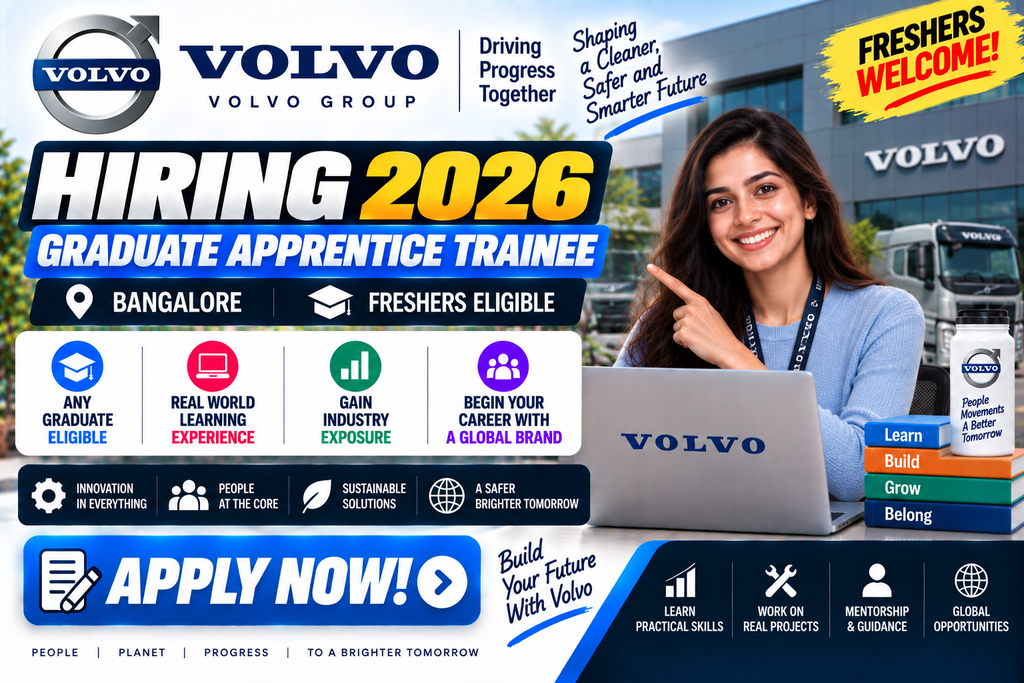 Volvo Off Campus 2026 Hiring Freshers For Graduate Apprentice Trainee | Bangalore