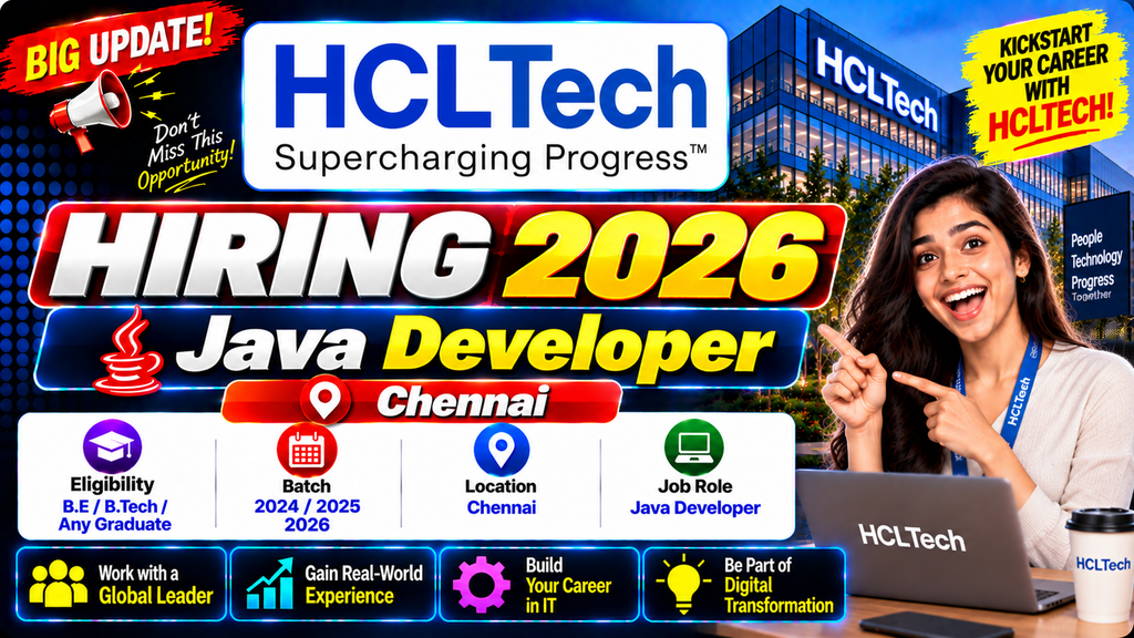 HCLTech Hiring 2026 For Java Developer | Chennai
