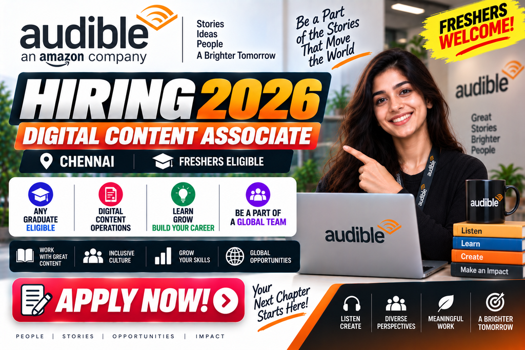 Amazon Audible Hiring 2026 For Digital Content Associate | Chennai