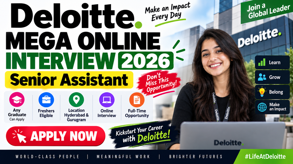Deloitte Mega Online Interview 2026 – Senior Assistant | Hyderabad & Gurugram