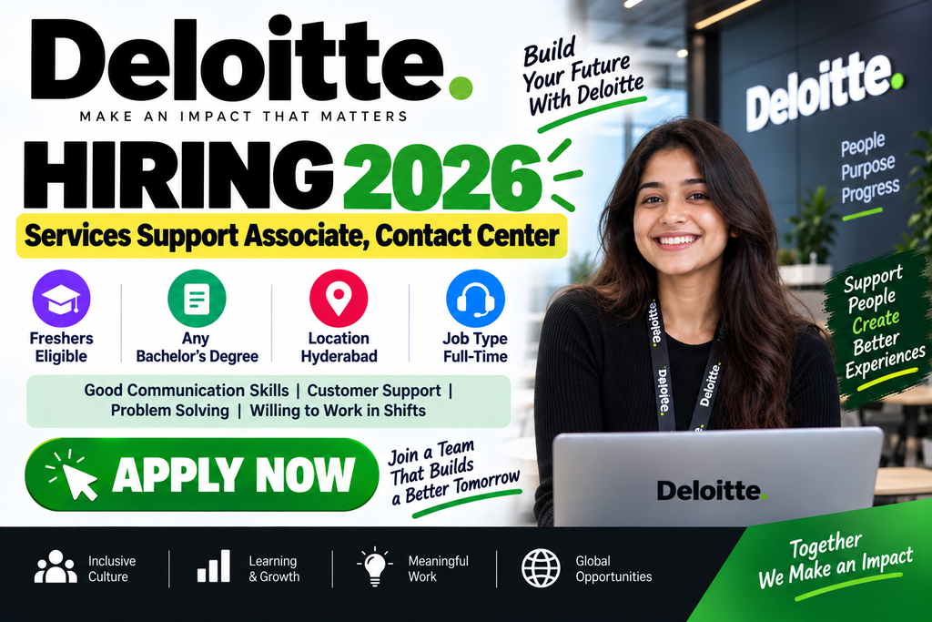 Deloitte Hiring 2026 For Services Support Associate, Contact Center | Hyderabad