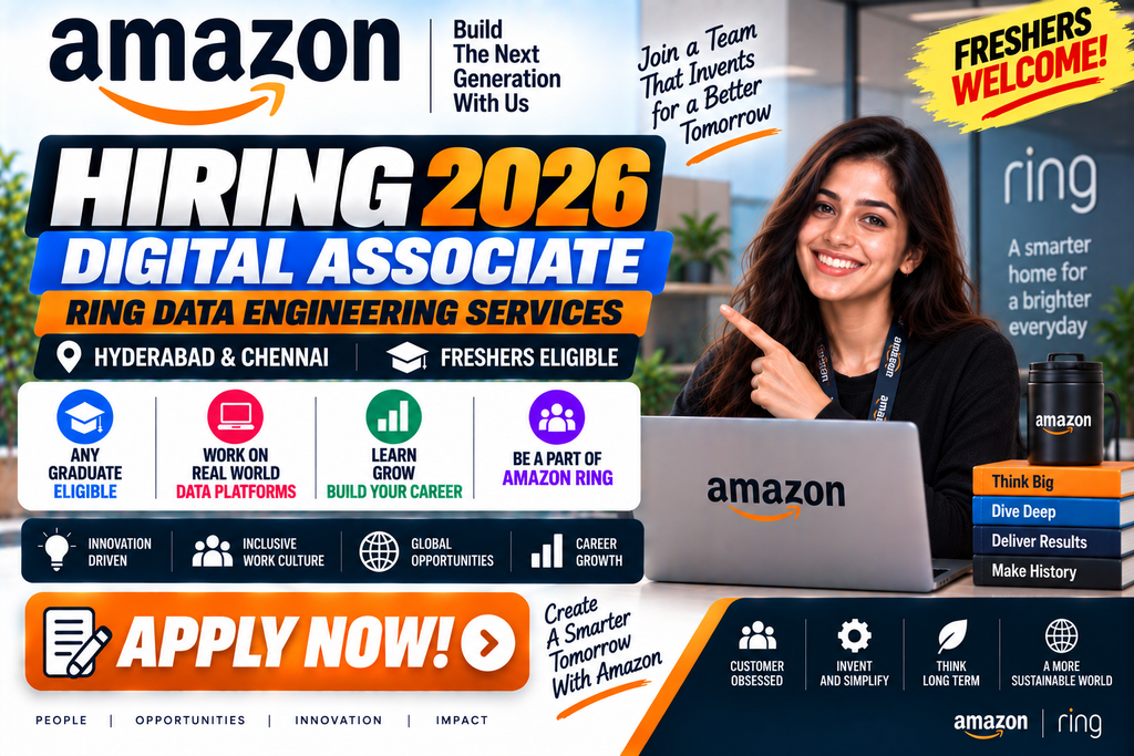 Amazon Digital Associate 2026 Hiring For Ring Data Engineering Services | Hyderabad & Chennai