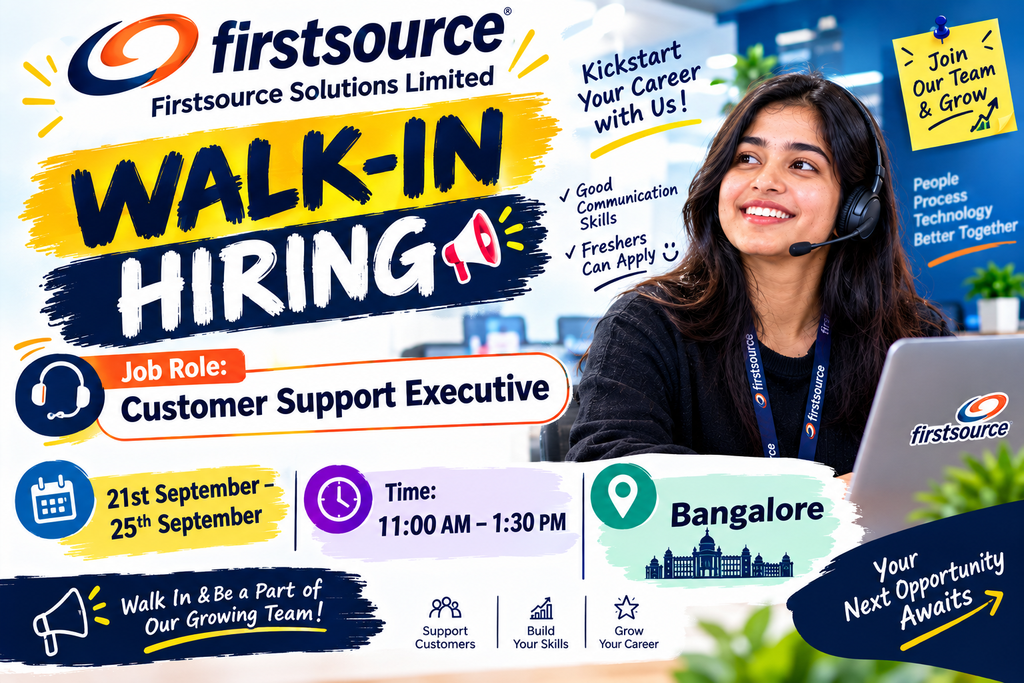 Firstsource Mega Walk-in Drive 2026 – International Voice Support | Freshers