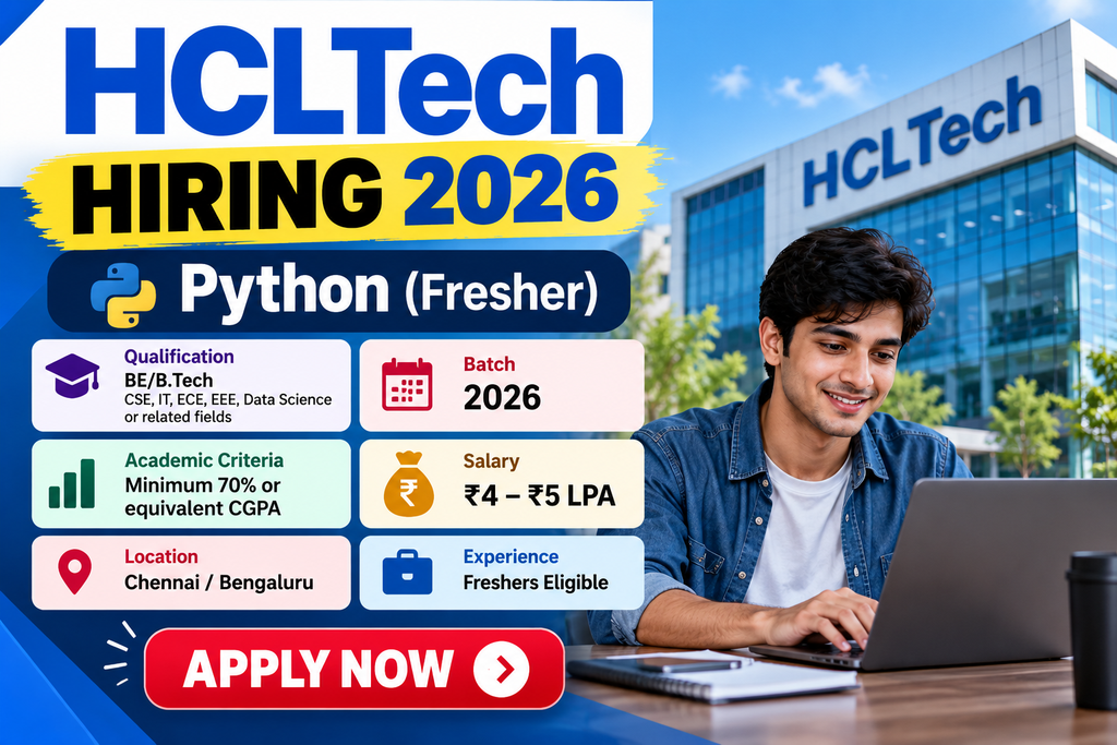 HCLTech Hiring 2026 For Python Fresher