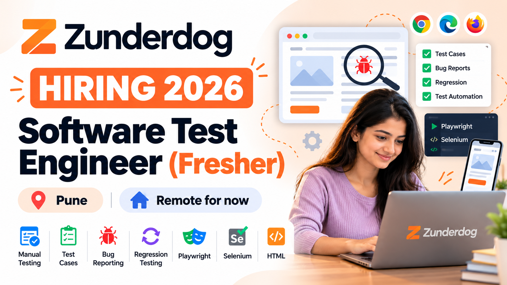 Zunderdog Software Test Engineer Fresher Hiring 2026 | Pune
