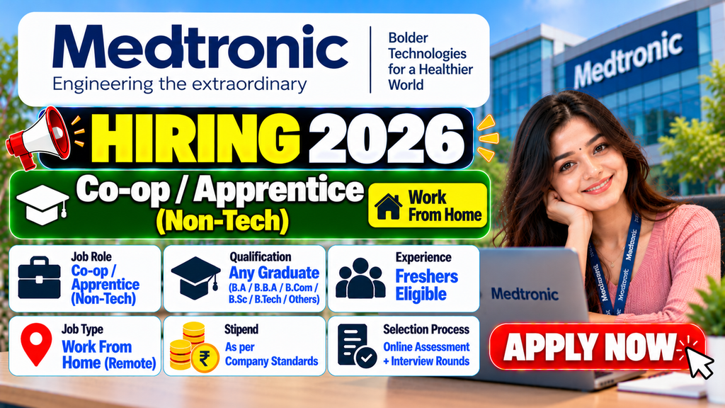 Medtronic Work From Home Jobs 2026 Hiring Freshers For Co-op/Apprentice (Non-Tech) | Remote