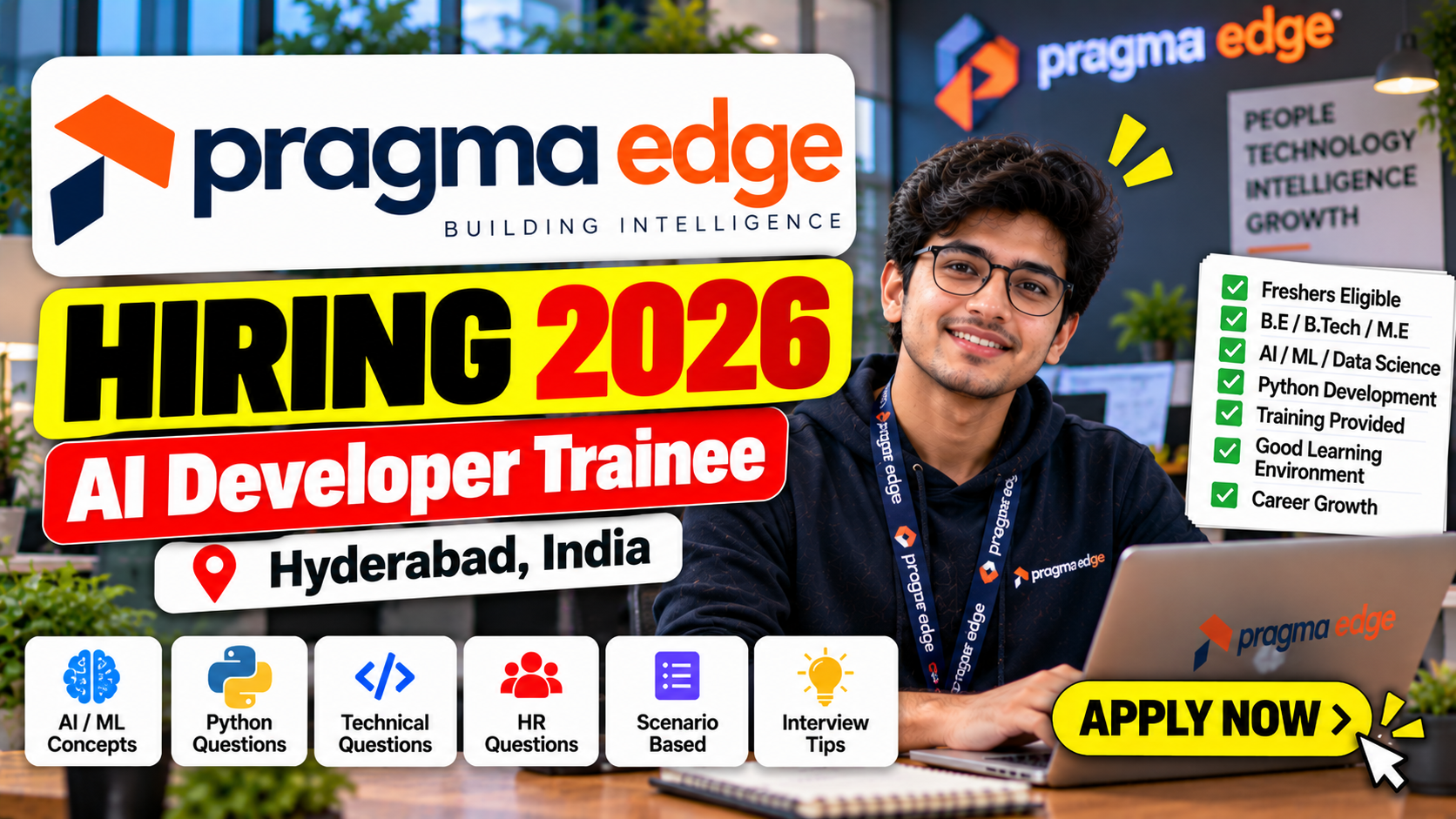 Edge Computer Science Pragma Edge Hiring 2026 For AI Developer Trainee | Freshers | Hyderabad