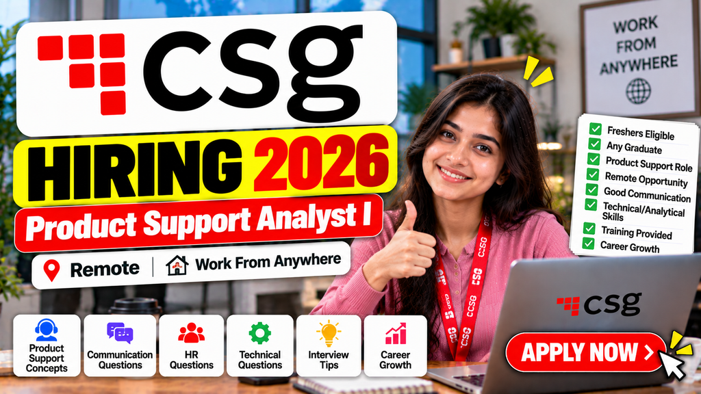 CSG Hiring 2026 For Product Support Analyst I | Remote
