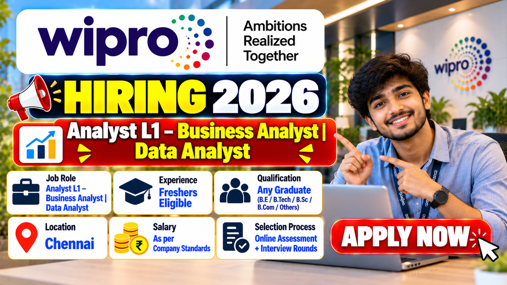 Wipro Hiring 2026 For Analyst L1 – Business Analyst | Data Analyst | Chennai